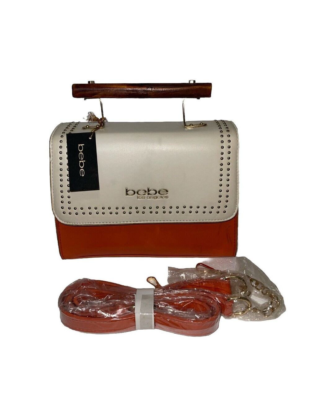Bebe Handbag Purse Bag and Wooden Bar Handle